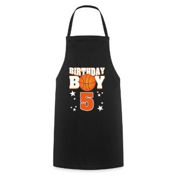 Anniversaire Garçon 5ème Anniversaire Basketball Mitgebsel - Tablier de cuisine - noir - Devant - AI Model Male 185 dark (185cm)