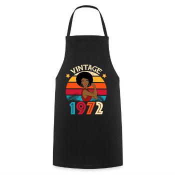 Vintage 1972 Geburtstagsfrau Afro - Kochschürze - Schwarz - Vorne - AI Model Male 185 dark (185cm)