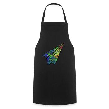 Avions en papier colorés - Tablier de cuisine - noir - Devant - AI Model Male 185 dark (185cm)