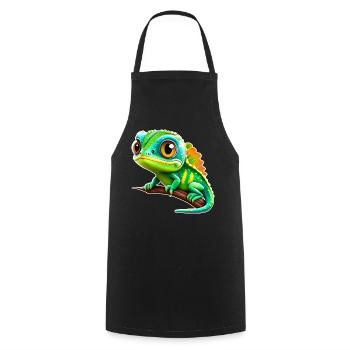 Cuter. Little Iguana - Cooking Apron - black - Front - AI Model Male 185 dark (185cm)