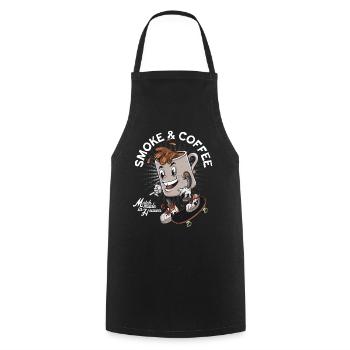 Zigaretten und Kaffee - Kochschürze - Schwarz - Vorne - AI Model Male 185 dark (185cm)