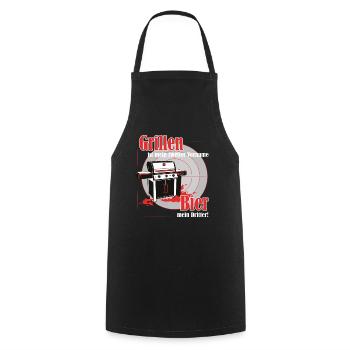 Grillmeister BBQ Grillschürze Herren Bier Grillen - Kochschürze - Schwarz - Vorne - AI Model Male 185 dark (185cm)