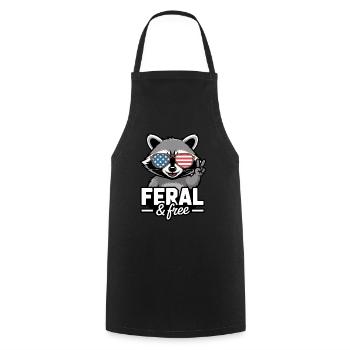 Feral And Free Patriotic Raccoon - Cooking Apron - black - Front - AI Model Male 185 dark (185cm)