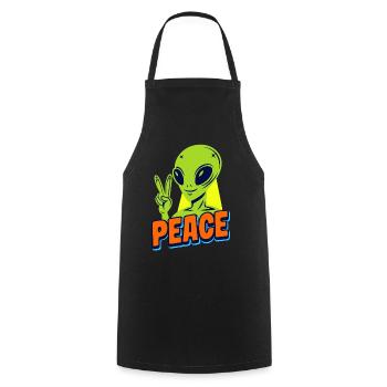 Funny green Alien with Peace sign Space - Kochschürze - Schwarz - Vorne - AI Model Male 185 dark (185cm)