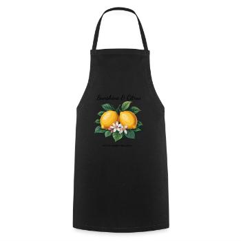 Sunshine & Citrus Zitronen Sommer Urlaub - Kochschürze - Schwarz - Vorne - AI Model Male 185 dark (185cm)