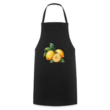 Sunshine & Citrus Zitronen Sommer Urlaub - Kochschürze - Schwarz - Vorne - AI Model Male 185 dark (185cm)