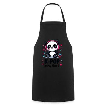 K-Pop in My Heart Cute Panda - Cooking Apron - black - Front - AI Model Male 185 dark (185cm)