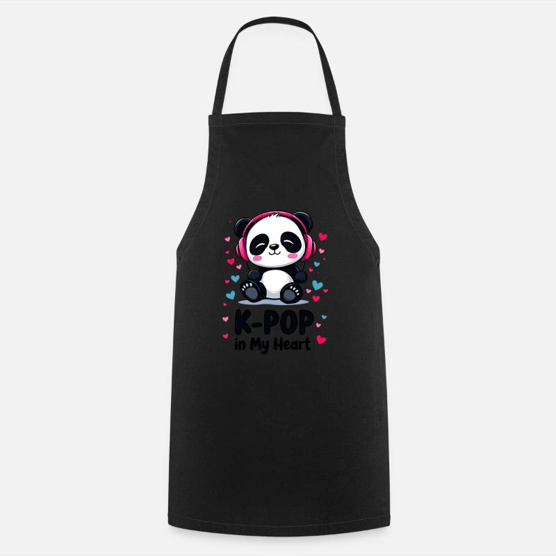 K-Pop dans mon cœur Panda mignon - Tablier de cuisine - noir