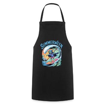 Summerween Halloween Geist Surfer - Kochschürze - Schwarz - Vorne - AI Model Male 185 dark (185cm)