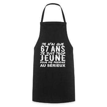 I am 67 years old | Humor Birthday Gift 67 years - Cooking Apron - black - Front - AI Model Male 185 dark (185cm)