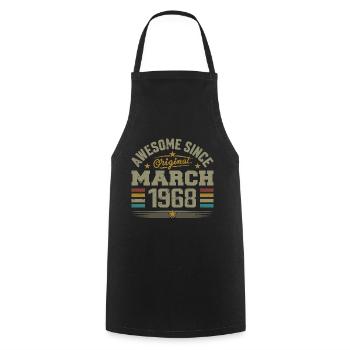 Geschenkidee zum Geburtstag März 1968, Jahrgang 1968 - Kochschürze - Schwarz - Vorne - AI Model Male 185 dark (185cm)