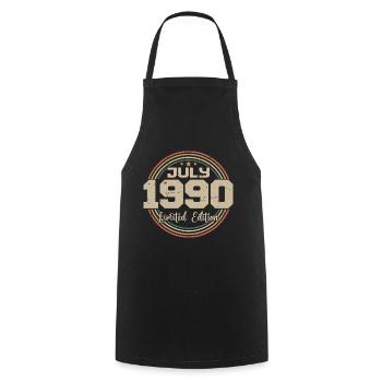 1990 Anniversaire Juillet 1990 Cadeau Juillet 1990 - Tablier de cuisine - noir - Devant - AI Model Male 185 dark (185cm)