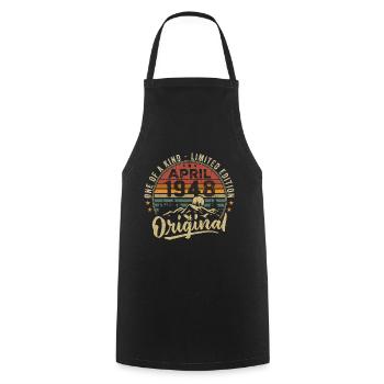 April 1948 Vintage Birthday Gift 1948 - Cooking Apron - black - Front - AI Model Male 185 dark (185cm)