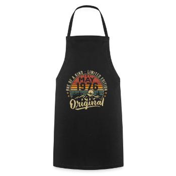 May 1976 Vintage Birthday Gift May 1976 - Cooking Apron - black - Front - AI Model Male 185 dark (185cm)