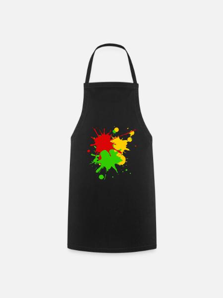 Reggae couleurs Afrique Roots Drapeau Éclaboussures de couleur - Tablier de cuisine - noir