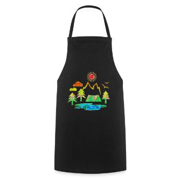 camping, camping, mountains, nature, forest, summer, sun - Cooking Apron - black - Front - AI Model Male 185 dark (185cm)