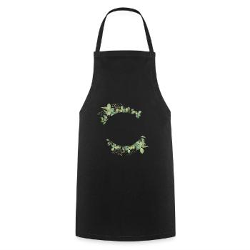 Personalisierbar Blumenkranz rund - Kochschürze - Schwarz - Vorne - AI Model Male 185 dark (185cm)