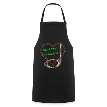 demi-note e 7 pas de vie sans musique latine - Tablier de cuisine - noir - Devant - AI Model Male 185 dark (185cm)