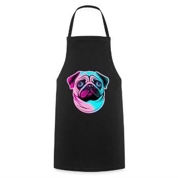 Vaporwave Pug Dog Chiot - Tablier de cuisine - noir - Devant - AI Model Male 185 dark (185cm)