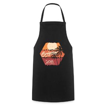 Original 2011 Retro 2011 Birthday Gift - Cooking Apron - black - Front - AI Model Male 185 dark (185cm)