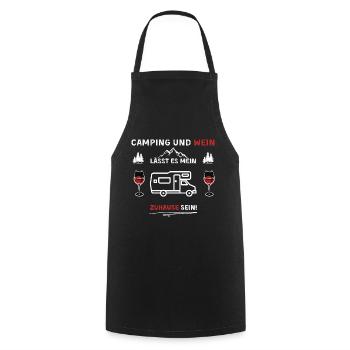 Camping et vin - Dire - Tablier de cuisine - noir - Devant - AI Model Male 185 dark (185cm)
