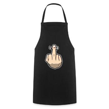 Middle finger shows its middle fingers - Cooking Apron - black - Front - AI Model Male 185 dark (185cm)