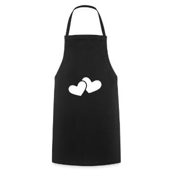 Double coeur blanc - Tablier de cuisine - noir - Devant - AI Model Male 185 dark (185cm)