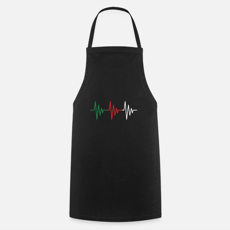 Algérie Battement de coeur ECG drapeau drapeau - Tablier de cuisine - noir