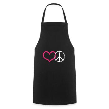 Heart and peace symbol peace - Cooking Apron - black - Front - AI Model Male 185 dark (185cm)