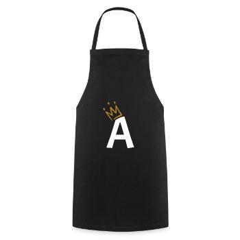Lettre A avec la couronne roi cadeau - Tablier de cuisine - noir - Devant - AI Model Male 185 dark (185cm)