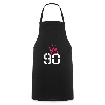 90 couronne - 90e anniversaire - cadeau - Tablier de cuisine - noir - Devant - AI Model Male 185 dark (185cm)