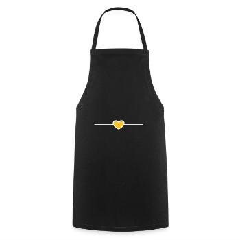 Line heart yellow heart stroke ornament - Cooking Apron - black - Front - AI Model Male 185 dark (185cm)