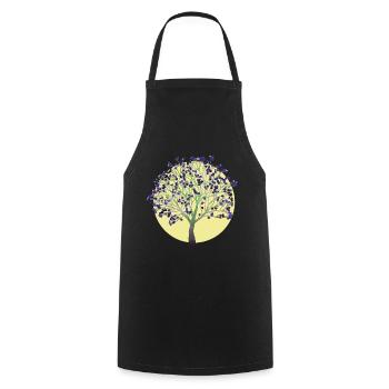 Tree, purple - Cooking Apron - black - Front - AI Model Male 185 dark (185cm)