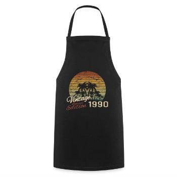 Vintage 1990 Anniversaire Cadeau 1990 Rétro 1990 - Tablier de cuisine - noir - Devant - AI Model Male 185 dark (185cm)