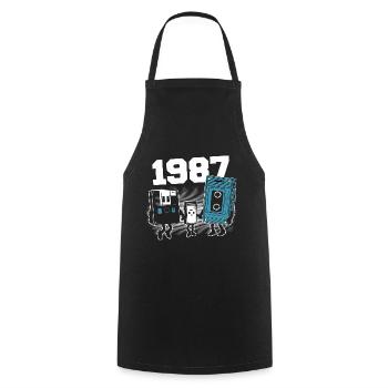 Vintage Born In 1987 Birthday Gift 1987 - Cooking Apron - black - Front - AI Model Male 185 dark (185cm)