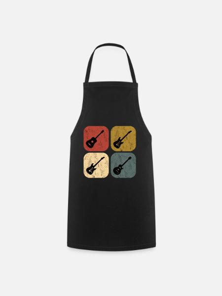 Guitars colorful retro vintage guitarist - Cooking Apron - black