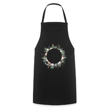 Spring Floral Circle customizable - Cooking Apron - black - Front - AI Model Male 185 dark (185cm)