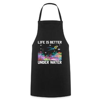 Diving Adventure Divers Sea Ocean - Cooking Apron - black - Front - AI Model Male 185 dark (185cm)
