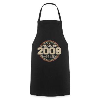Vintage Born August 2008 Birthday Gift 2008 - Cooking Apron - black - Front - AI Model Male 185 dark (185cm)