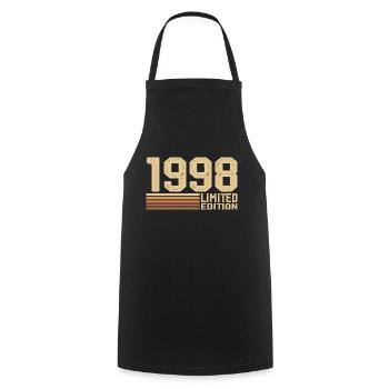 Né en 1998 anniversaire - Cadeau 1998 Vintage 1998 - Tablier de cuisine - noir - Devant - AI Model Male 185 dark (185cm)