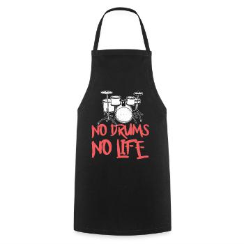 No Drums No Life - Schlagzeuger - Kochschürze - Schwarz - Vorne - AI Model Male 185 dark (185cm)