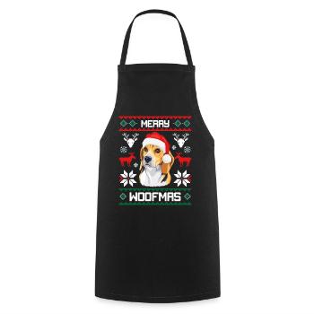 Merry Woofmas Beagle Dog Ugly Sweater - Kochschürze - Schwarz - Vorne - AI Model Male 185 dark (185cm)