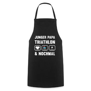 Papa Baby Triathlon - Geschenk für werdende Väter - Kochschürze - Schwarz - Vorne - AI Model Male 185 dark (185cm)