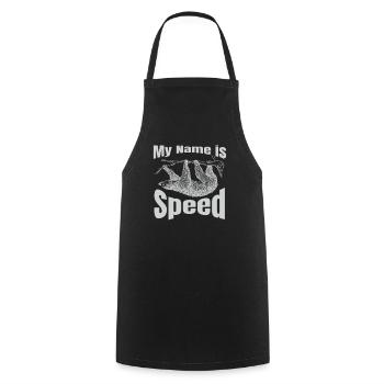 MY Name is Speed - Cooking Apron - black - Front - AI Model Male 185 dark (185cm)
