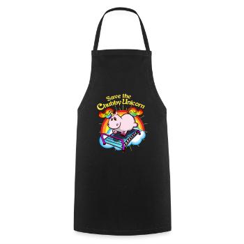 Licorne fitness régime gras arc-en-ciel coloré cadeau - Tablier de cuisine - noir - Devant - AI Model Male 185 dark (185cm)