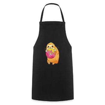 Faultier Comic Donut Süßigkeiten Essen Geschenk - Kochschürze - Schwarz - Vorne - AI Model Male 185 dark (185cm)