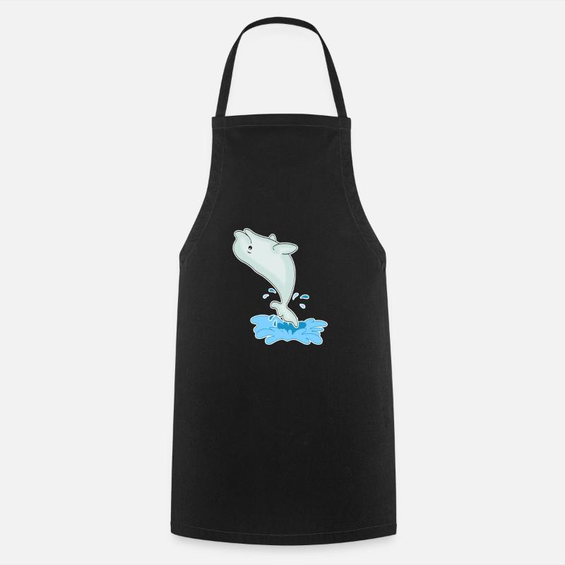 Beluga Whale Beluga Whale Comic Sea Funny Gift - Cooking Apron - black