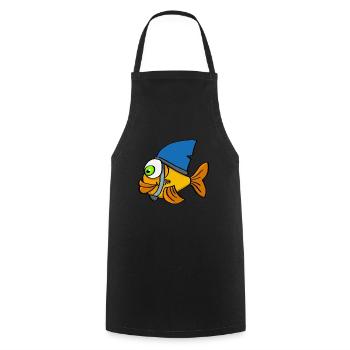 Smart goldfish with shark fin - Cooking Apron - black - Front - AI Model Male 185 dark (185cm)