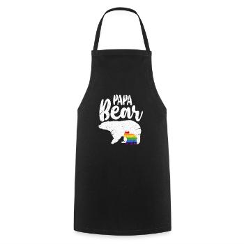 Ours LGBT papa ours fierté gaie arc-en-cadeau - Tablier de cuisine - noir - Devant - AI Model Male 185 dark (185cm)