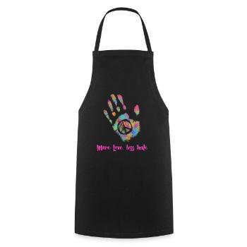 Plus d’amour Moins de haine hippie - Tablier de cuisine - noir - Devant - AI Model Male 185 dark (185cm)